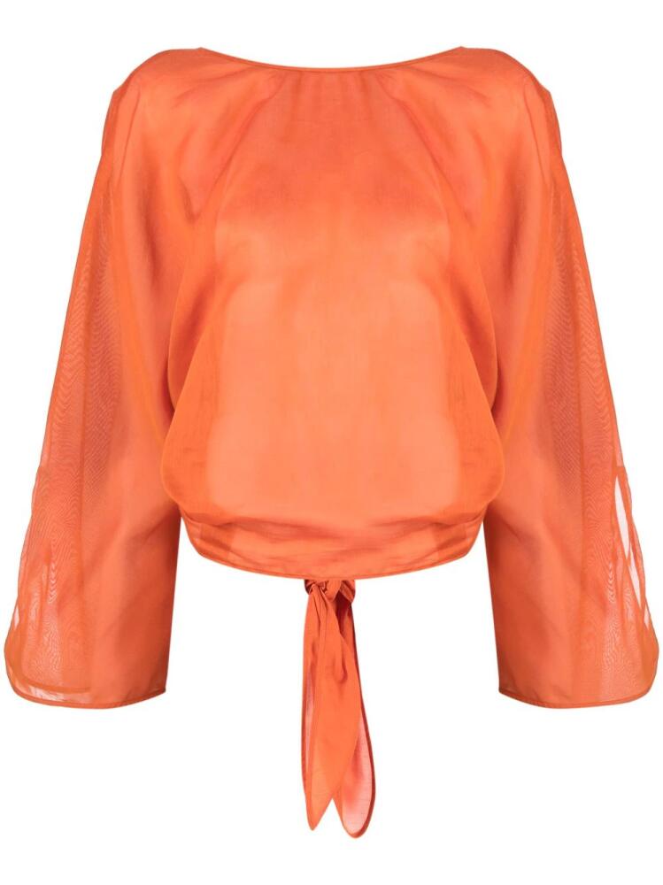 Alberta Ferretti V-back long-sleeve blouse - Orange Cover