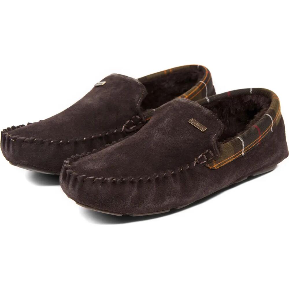 Barbour Monty Faux Fur Lined Slipper in Brown Suede Cover