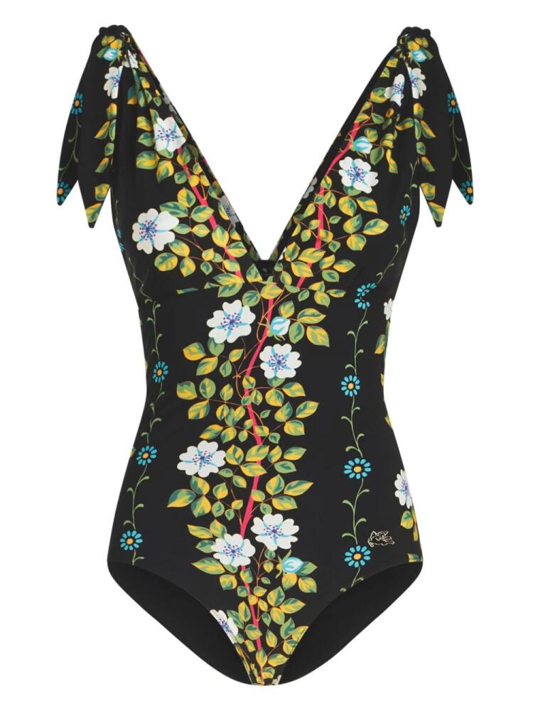 ETRO floral-print V-neck swimsuit - Black Cover