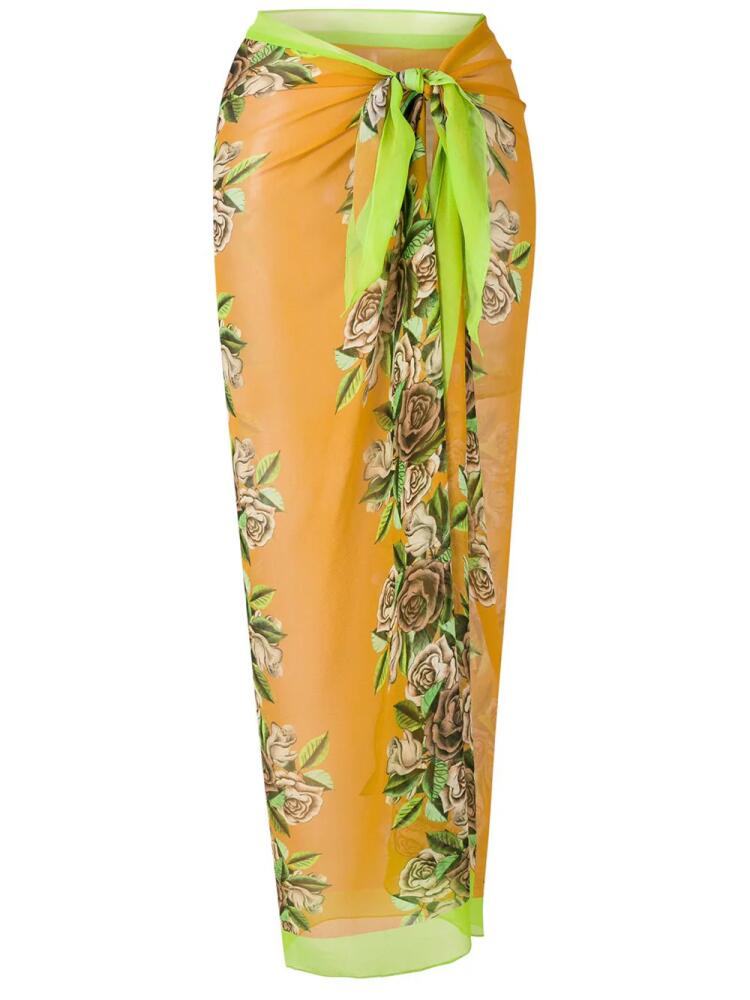 Amir Slama rose-print long sarong - Yellow Cover