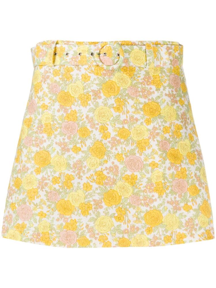 Faithfull the Brand floral print belted shorts - Yellow Cover