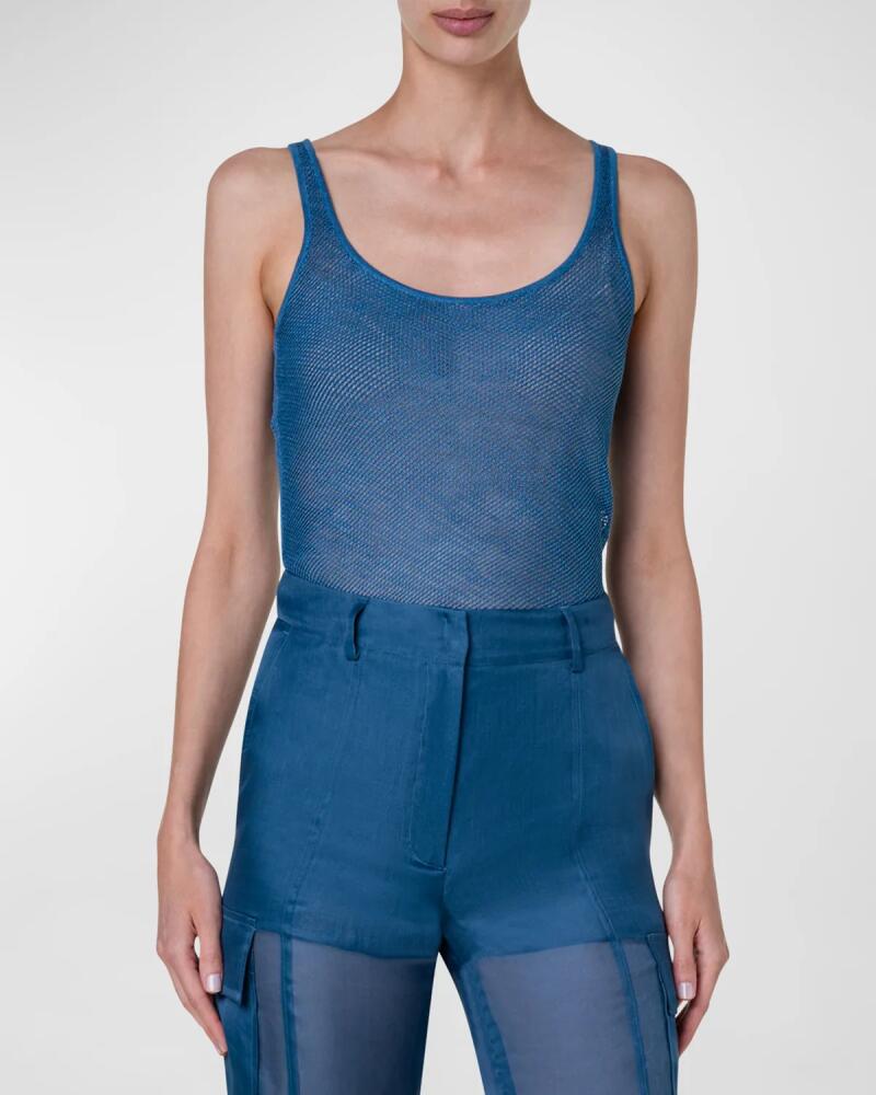 Akris Silk Knit Grid Tank Top Cover