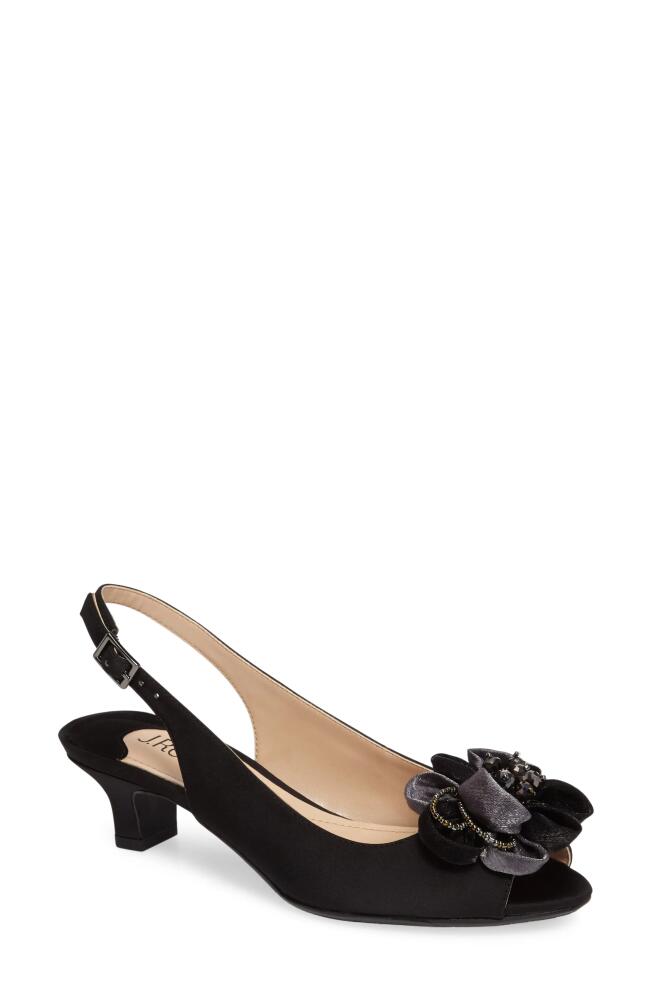 J. Reneé Leonelle Kitten Heel Slingback Sandal in Black Satin Cover