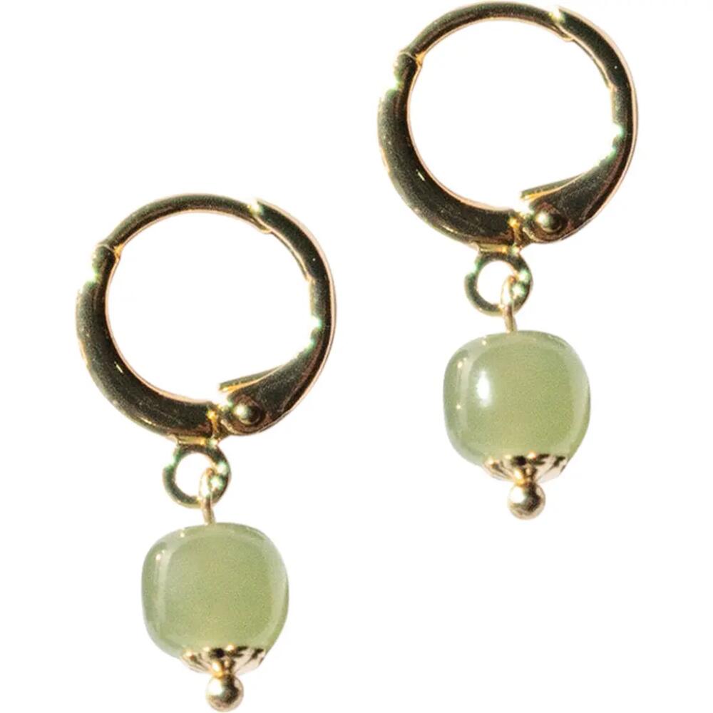 seree Berry Small hoop with green bead earrings in Light Green Cover