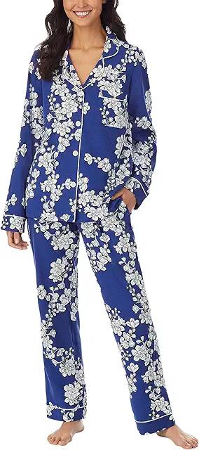 Bedhead PJs Long Sleeve Classic Notch Collar Pajama Set (Cotton Spandex) (Navy Shadow Blossom) Women's Pajama Sets Cover