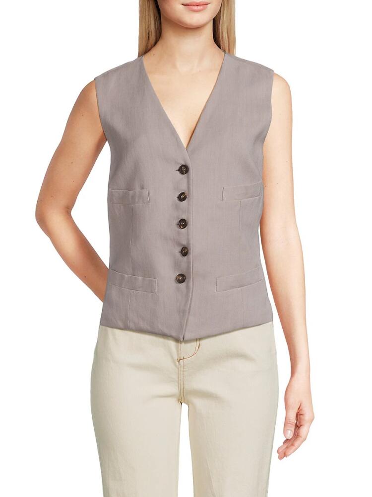 Brunello Cucinelli Women's Linen Blend Vest - Purple Cover