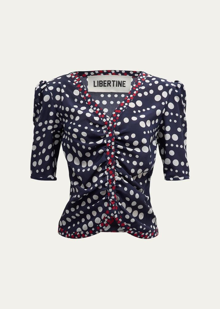 Libertine Dot Dotism Monaco Short-Sleeve Button-Front Top Cover