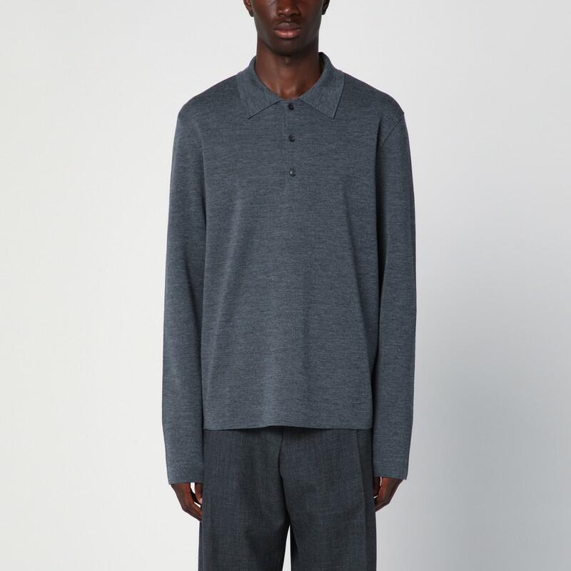 Valentino Grey anthracite wool polo shirt Cover