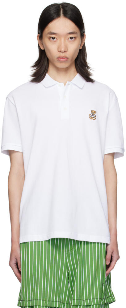 Moschino White Teddy Patch Polo Cover