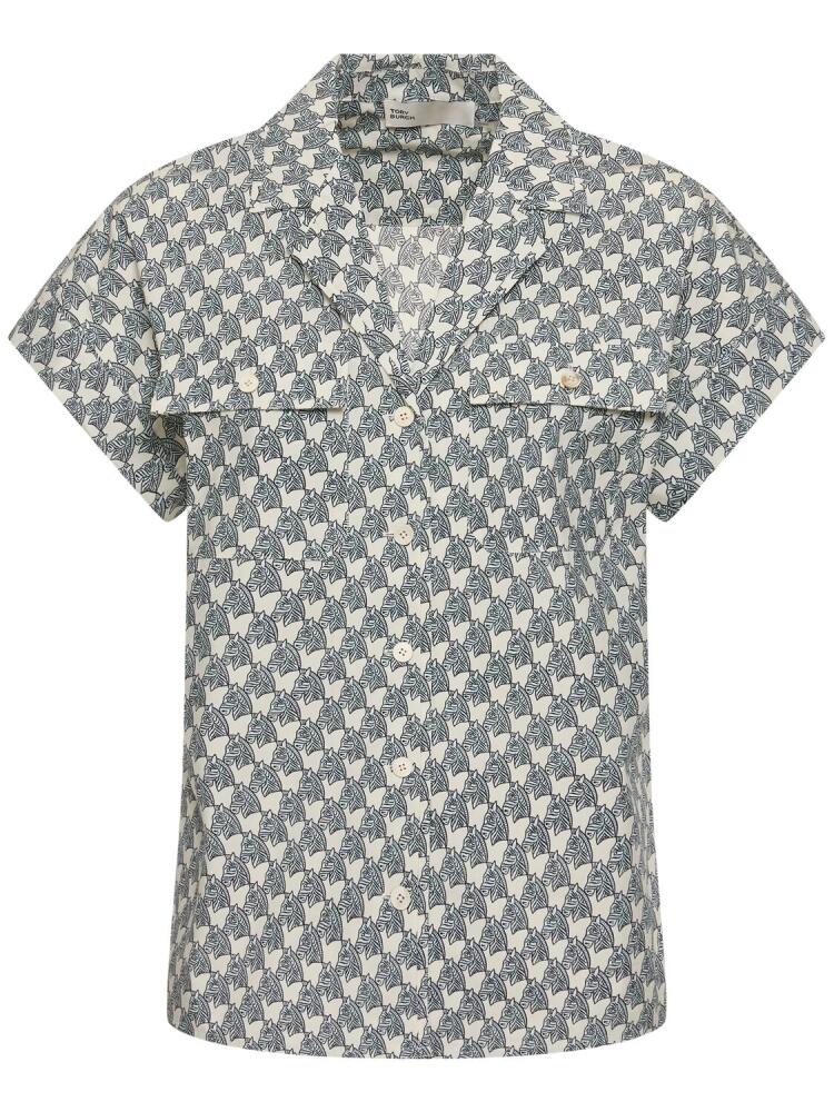 TORY BURCH Printed Cotton Poplin Camp Shirt Cover