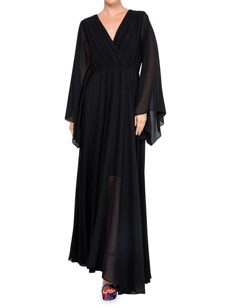 MEGHAN LA Women's Sunset Angle Long Sleeve Maxi Dress - Black Cover