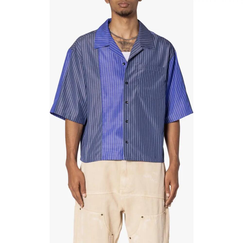 mnml Colorblock Stripe Camp Shirt in Blue Cover