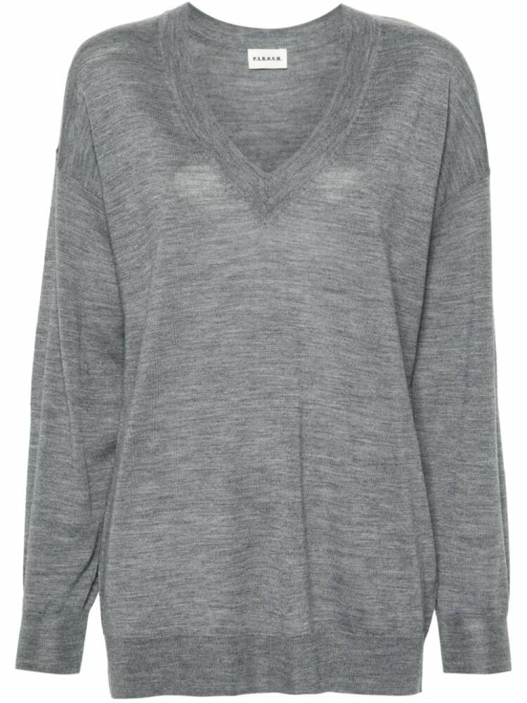 P.A.R.O.S.H. V-neck fine-knit jumper - Grey Cover