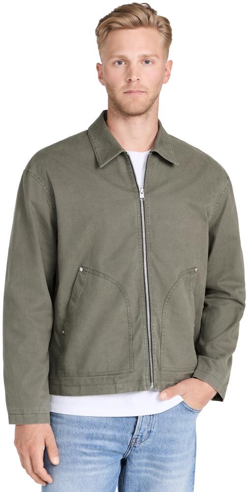 FRAME Garment Washed Trucker Jacket Olive Green Cover