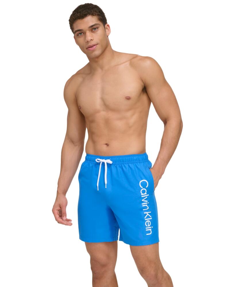 Calvin Klein Men's Core Logo-Print 7" Volley Swim Trunks, Created For Macy's - Blue Cover