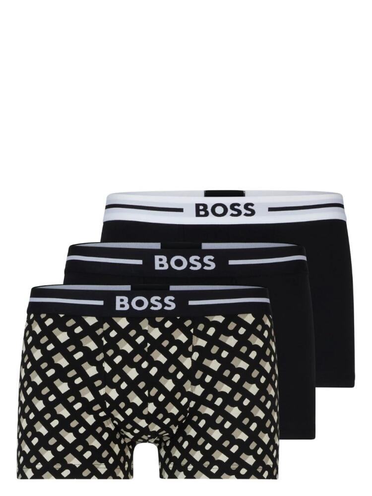 BOSS logo-waistband briefs (set of three) - Black Cover