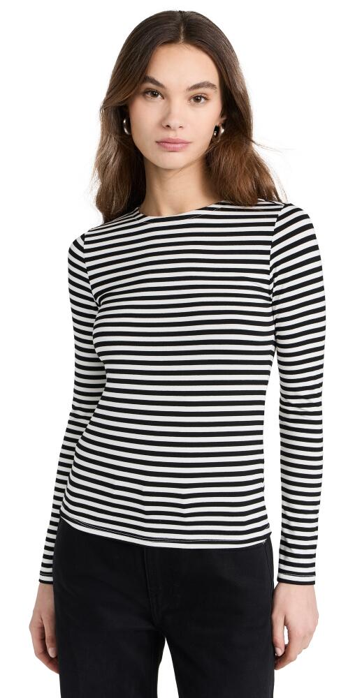 L'AGENCE Tess Crew Stripe Tee Black/ White Stripe Cover