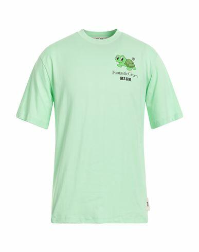 Msgm Man T-shirt Light green Cotton Cover