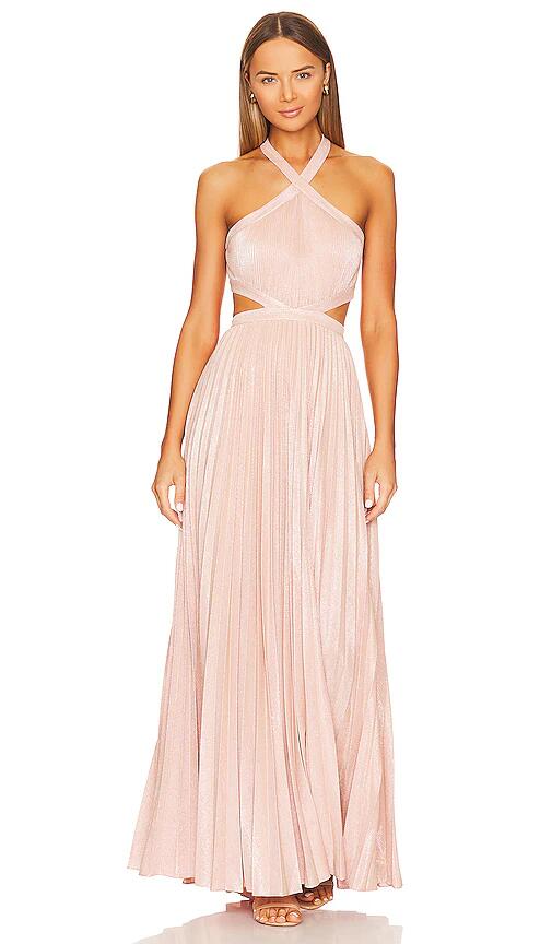 BCBGMAXAZRIA Metallic Evening Gown in Blush Cover