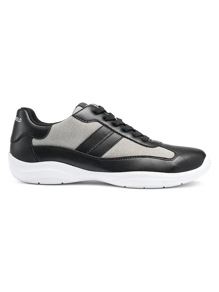 Karl Lagerfeld Paris Men's Colorblock Leather & Mesh Sneakers - Black Cover