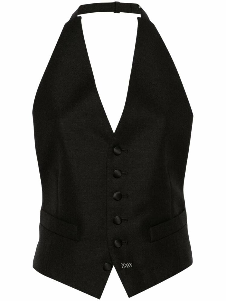 Maison Margiela open-back piqué waistcoat - Black Cover