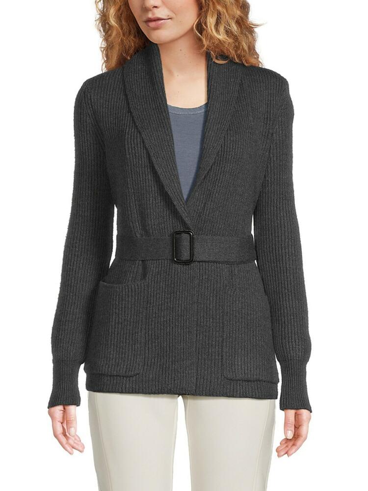 Bruno Magli Women's Cashmere Belted Cardigan - Charcoal Cover