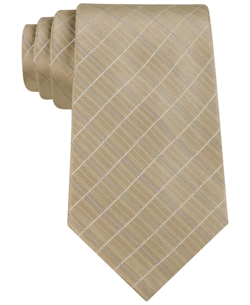 Calvin Klein Etched Large Grid Windowpane Slim Tie - Taupe Cover