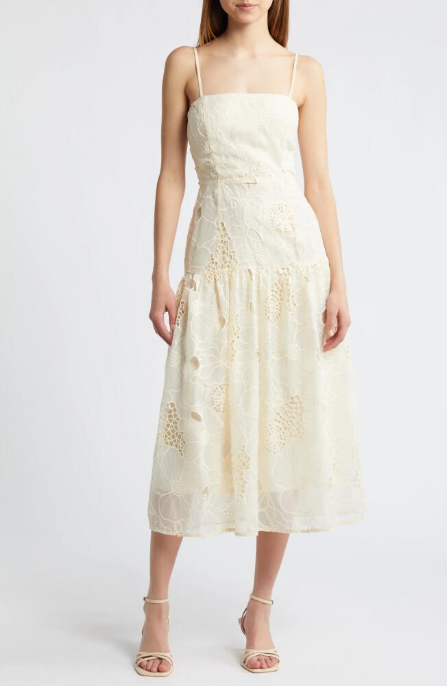 Adelyn Rae Embroidered Eyelet Midi Sundress in Cream Cover