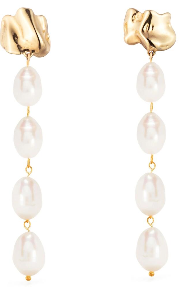 Sterling King Molten Freshwater Pearl Drop Earrings in Gold Cover