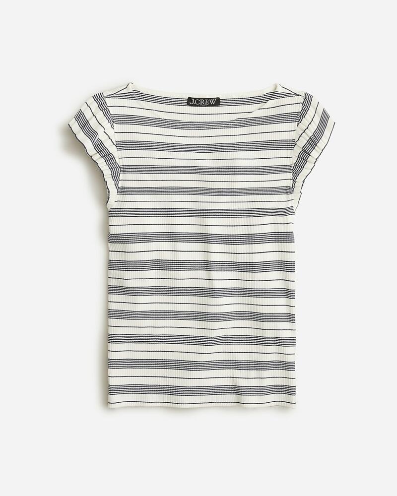 J.Crew Vintage rib ruffle boatneck tank top in stripe Cover