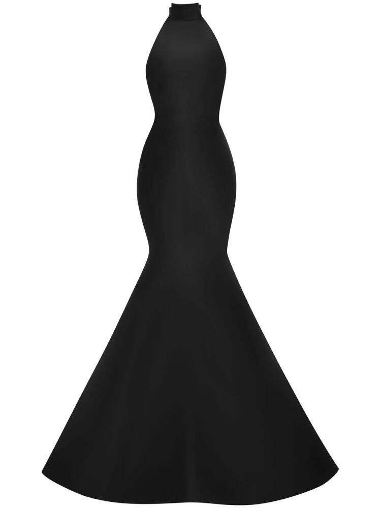 Oscar de la Renta Bow-embellished silk halterneck gown - Black Cover