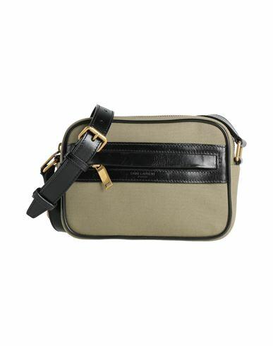 Saint Laurent Man Cross-body bag Military green Leather, Textile fibers Cover