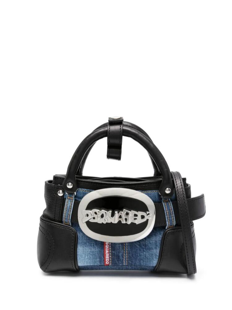 DSQUARED2 Belt denim-patchwork tote bag - Black Cover