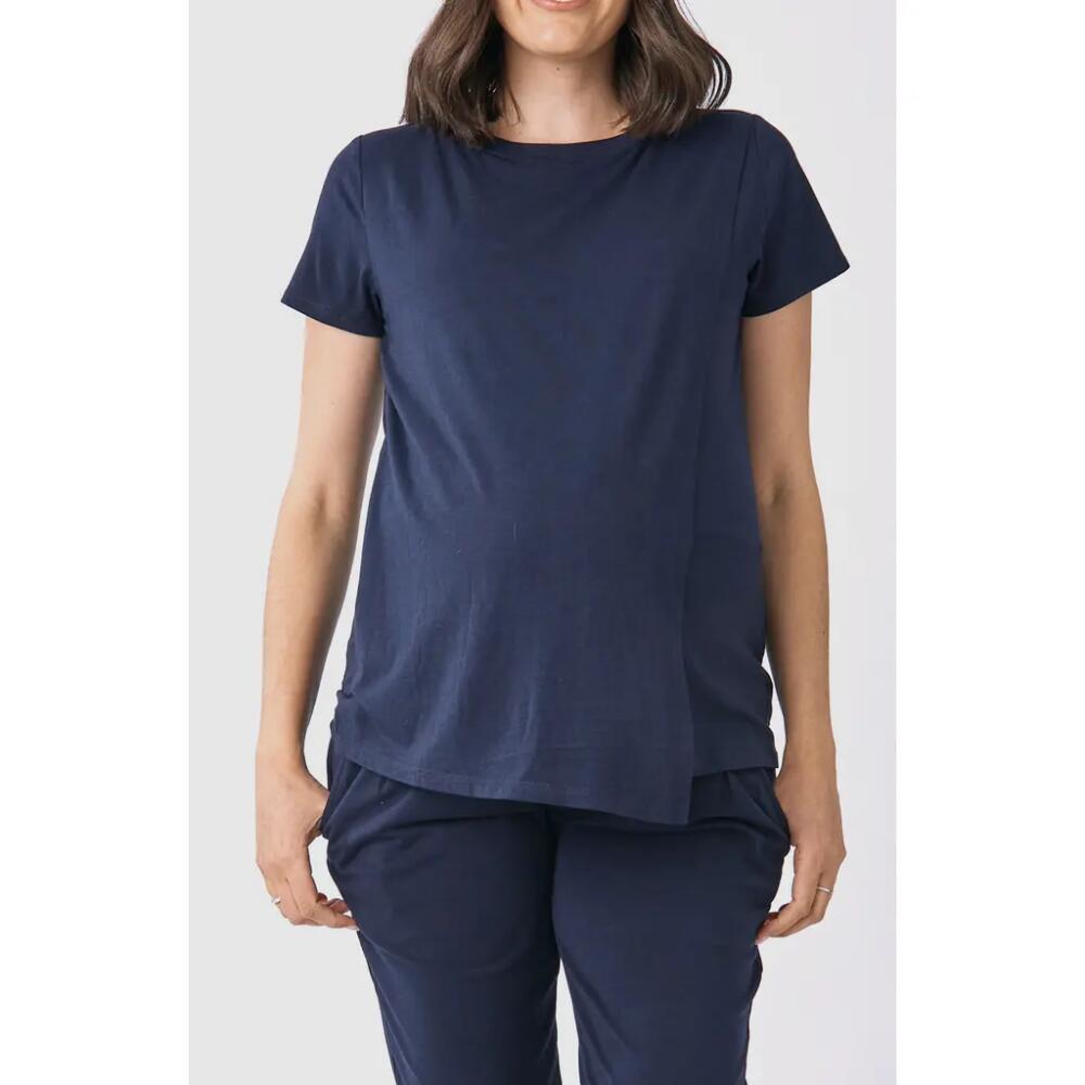 Angel Maternity Petal Nursing Top in Navy Cover