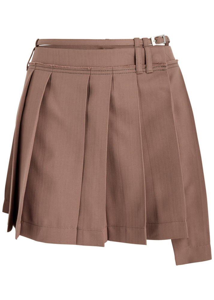 Acne Studios Asymmetric Pleated Woven Mini Skirt - Brown Cover