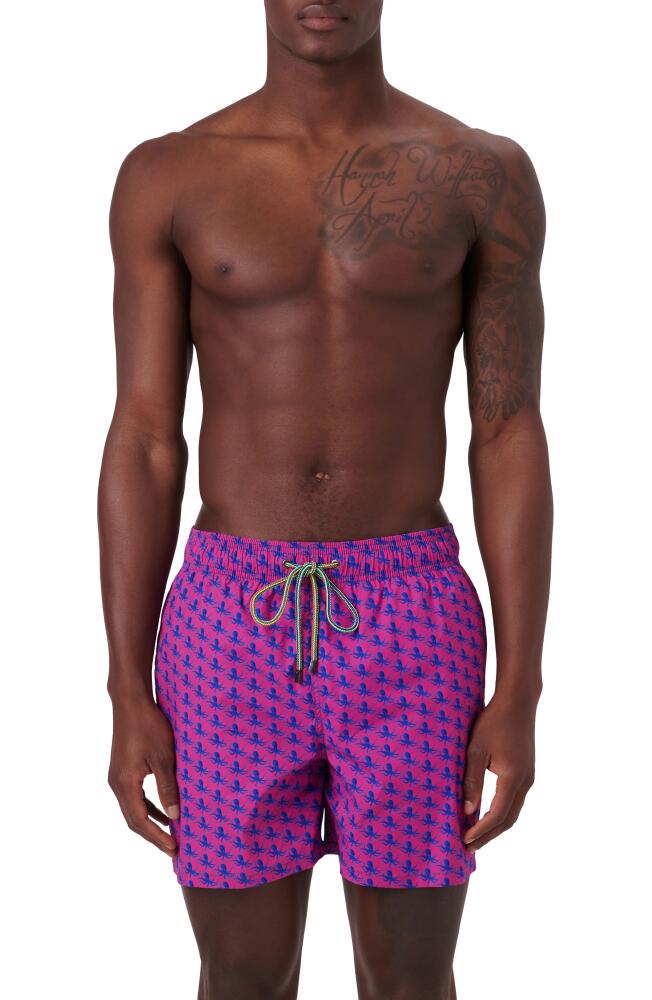 Bugatchi Archer Octopus Print Swim Trunks in Bubblegum Cover