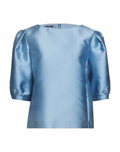 Alberta Ferretti Woman Top Light blue Polyester, Silk Cover