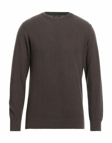 Rossopuro Man Sweater Dark brown Wool, Cashmere Cover