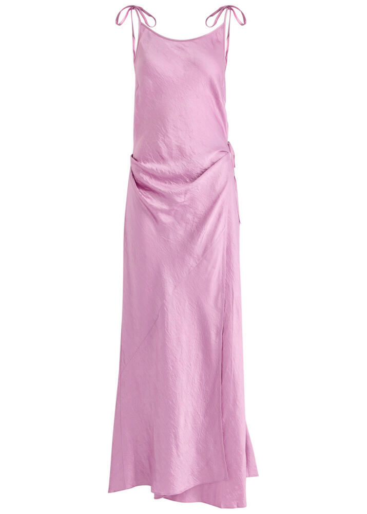 Acne Studios Crinkled Satin Maxi Wrap Dress - Lilac Cover