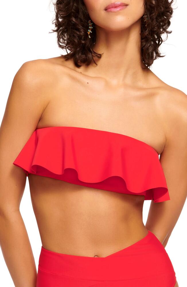 Ramy Brook Cecile Ruffle Strapless Bikini Top in Flame Cover