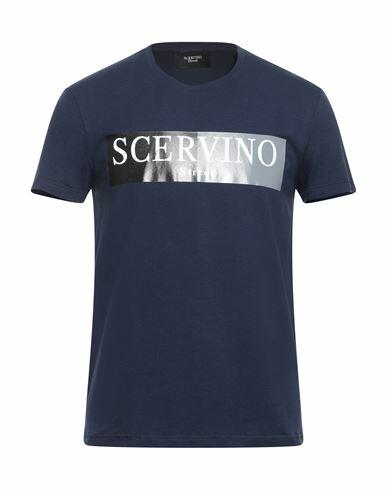 Scervino Man T-shirt Midnight blue Cotton, Elastane Cover