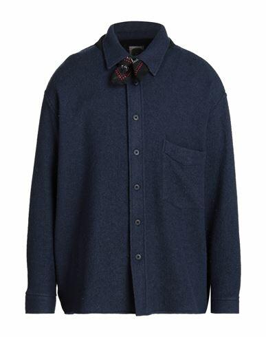 Destin Man Shirt Navy blue Wool, Cashmere, Polyamide Cover