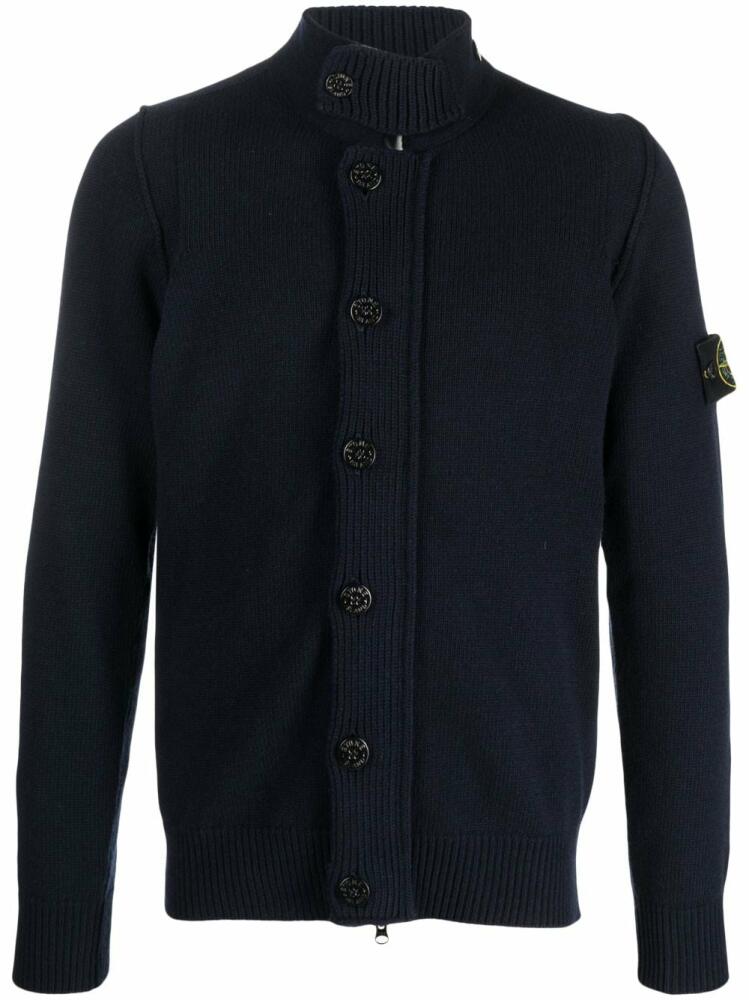 Stone Island Compass-motif knitted cardigan - Blue Cover