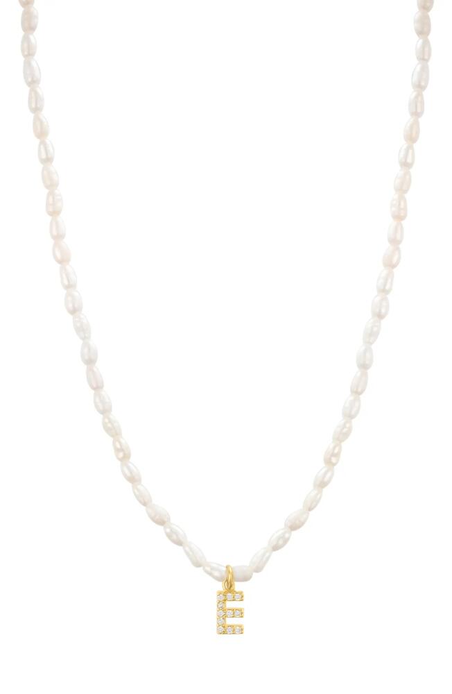 st. Moran Initial Freshwater Pearl Beaded Necklace in White - E Cover