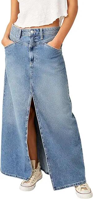 Free People Come As You Are Denim Max (Sapphire Blue Slit) Women's Skirt Cover