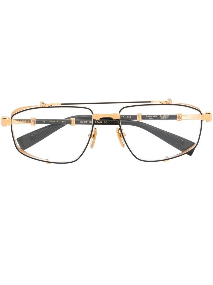 Balmain Eyewear two-tone pilot-frame glasses - Black Cover