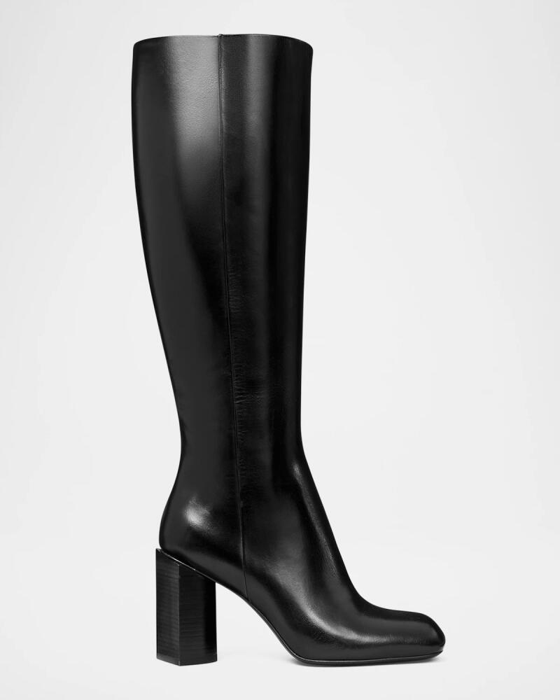 Tory Burch Twisted Block-Heel Leather Knee Boots Cover