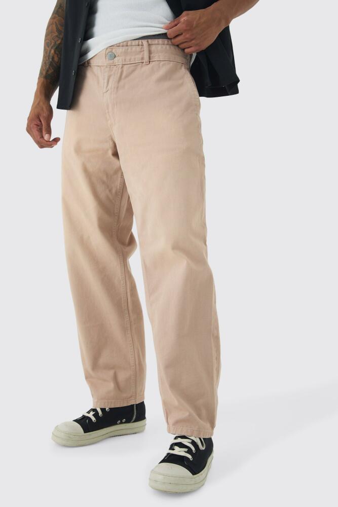 boohoo Mens Fixed Waist Skate Twill Pants - Beige Cover