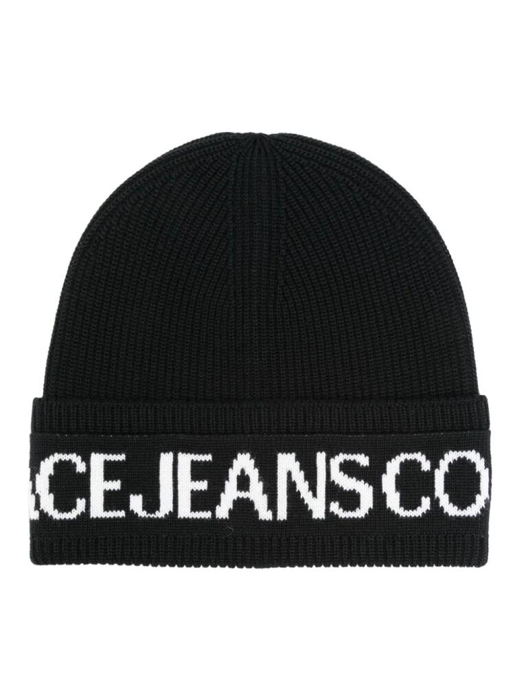 Versace Jeans Couture intarsia-logo knit beanie - Black Cover