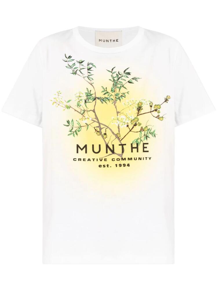 MUNTHE Omeo logo-print T-shirt - White Cover